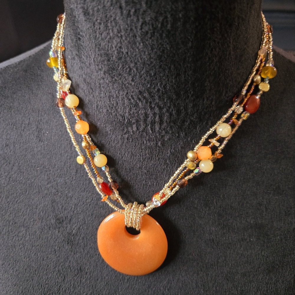 Lia Sophia "Pumpkin Spice" Necklace with Orange Pendant